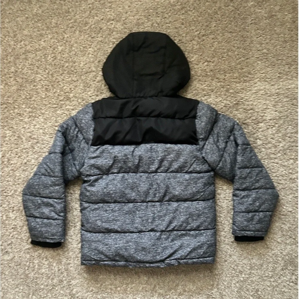 Eddie Bauer I Kids‎ Puffer Winter Hooded Jacket I Quilted Gray Black I Size M
